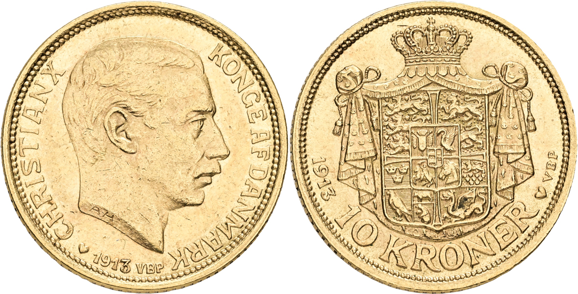 DANMARK / DENMARK. 10 kroner 1913
