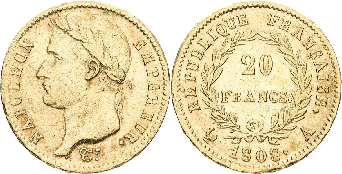 FRANKRIKE / FRANCE. 20 francs 1808