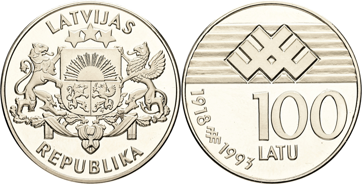 LETTLAND / LATVIA. 100 latu 1993