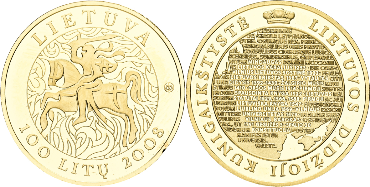 LITAUEN / LITHUANIA. 100 litu 2008