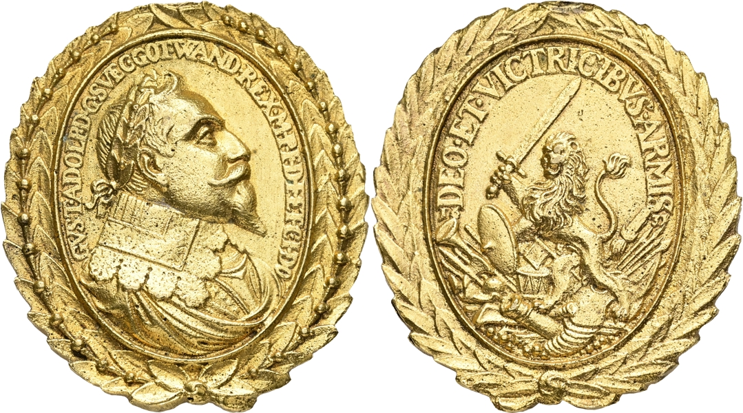 GUSTAV II ADOLF (1611-1632). Minnespenning med kungens valspråk