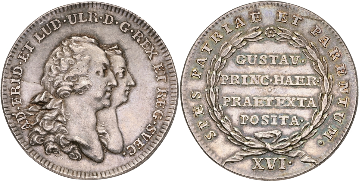 ADOLF FREDRIK (1751-1771). Kronprins Gustav blir myndig