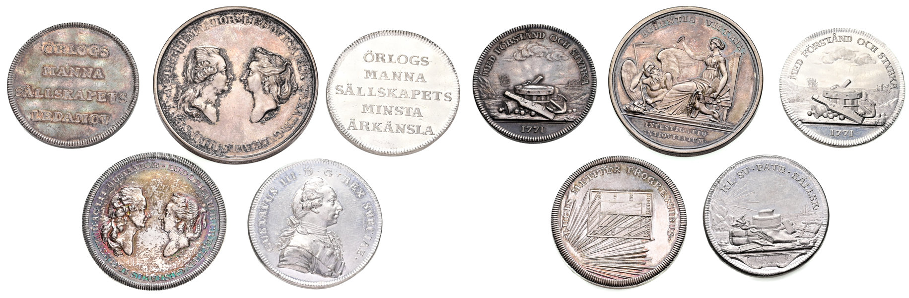 GUSTAV III (1771-1792). Lot of 5