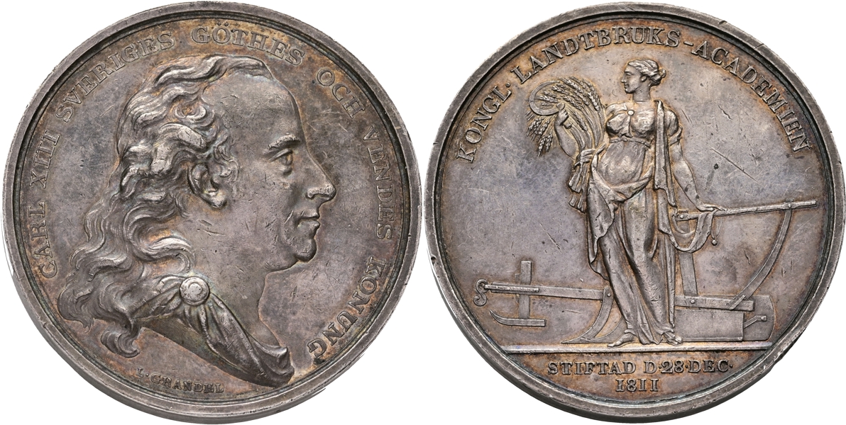 KARL XIII (1809-1818). Lantbruksakademiens prismedalj