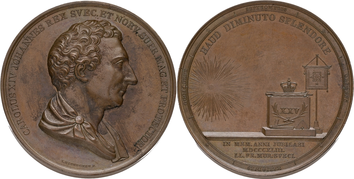 KARL XIV JOHAN (1818-1844). 25-årigt regeringsjubileum