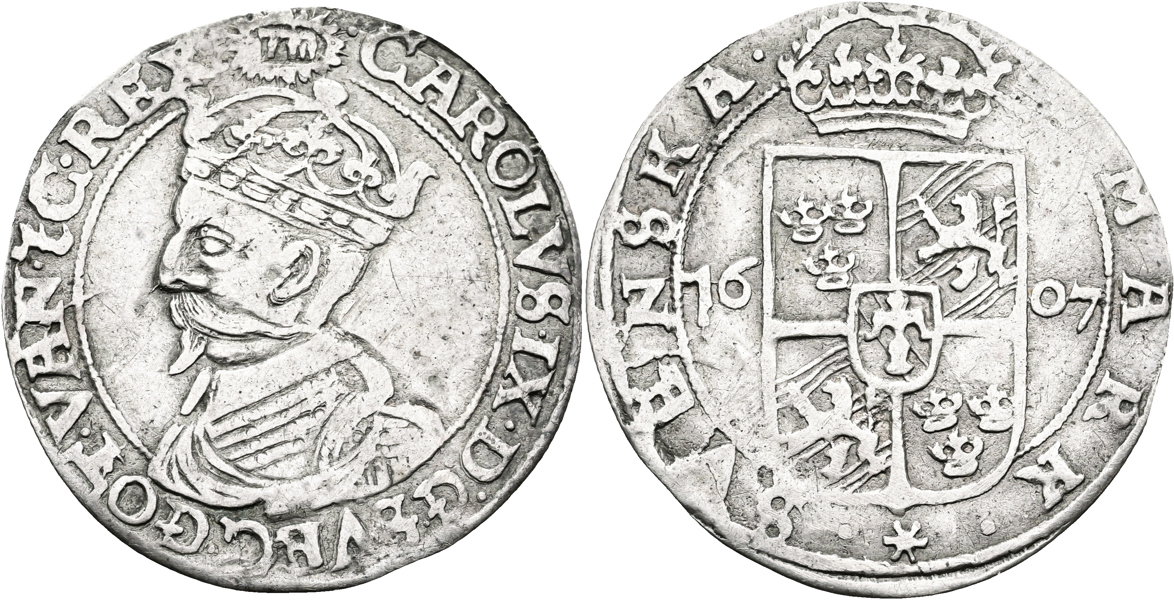 KARL IX (1604-1611). 1/2 mark 1607