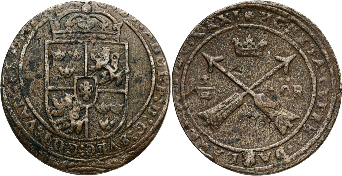 GUSTAV II ADOLF (1611-1632). 1/2 öre 1631