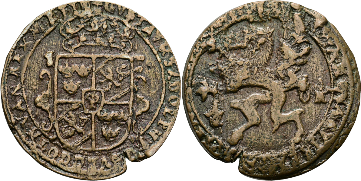 GUSTAV II ADOLF (1611-1632). 1/2 öre 162?