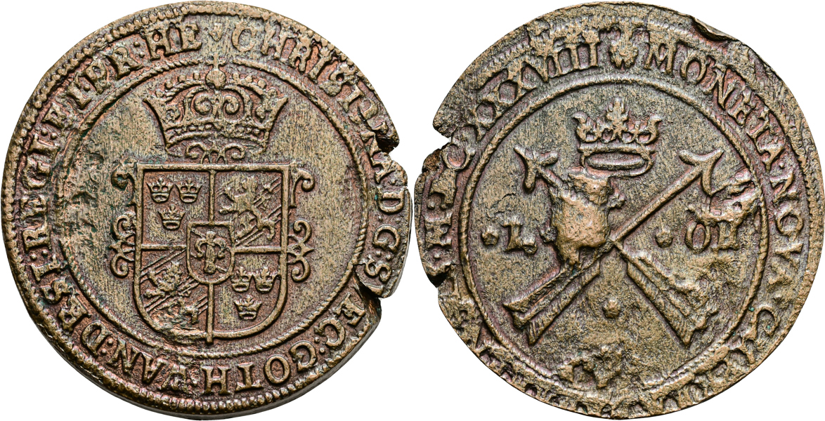KRISTINA (1632-1654). Öre 1638