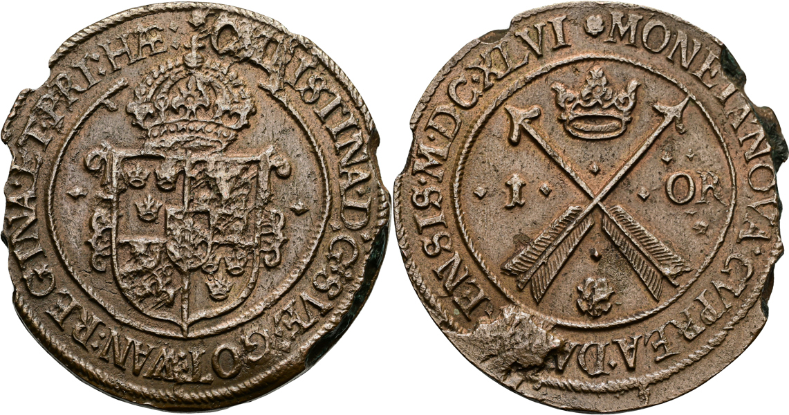 KRISTINA (1632-1654). Öre 1646