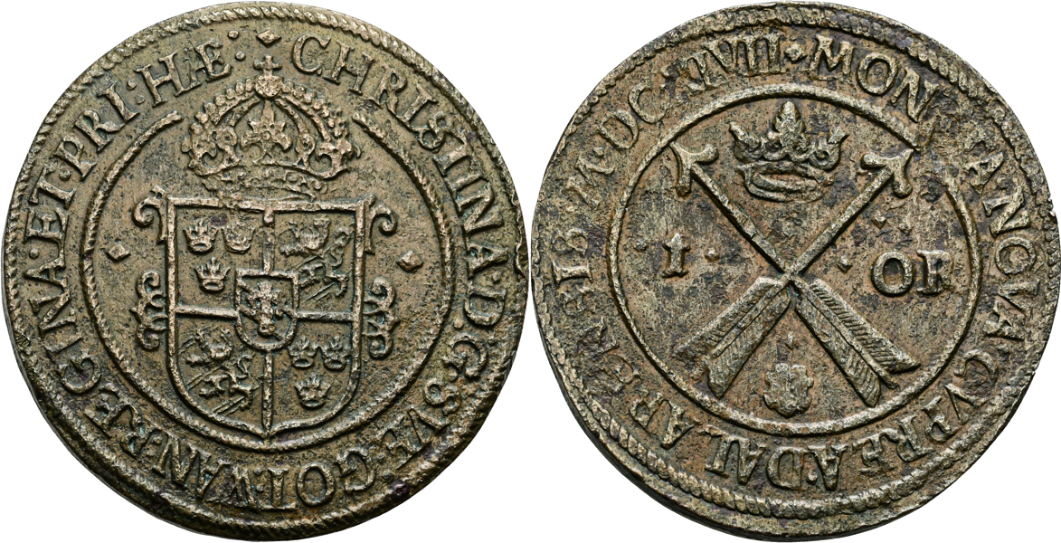 KRISTINA (1632-1654). Öre 1647