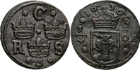 KRISTINA (1632-1654). 1/4 öre 1636