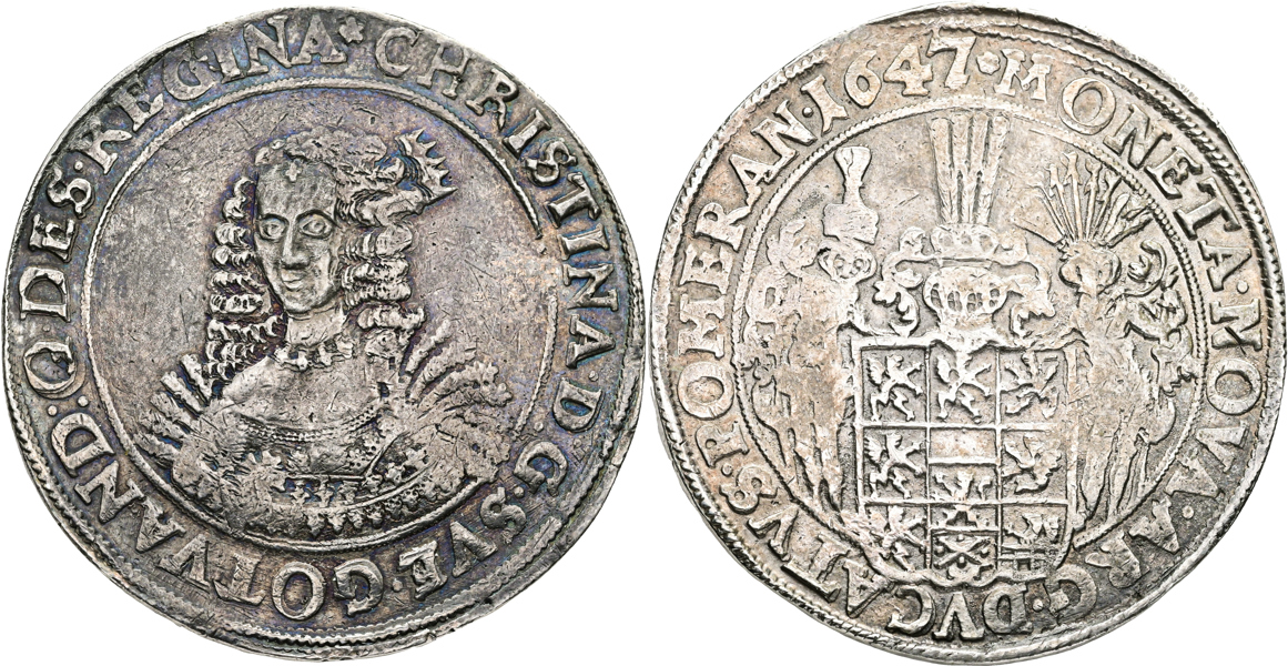 KRISTINA (1632-1654). Taler 1647