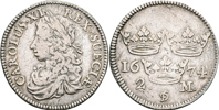 KARL XI (1660-1697). 2 mark 1674