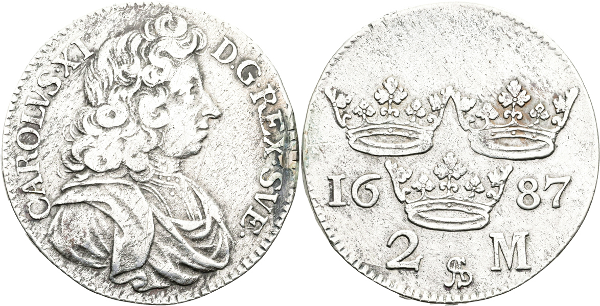 KARL XI (1660-1697). 2 mark 1687