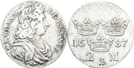 KARL XI (1660-1697). 2 mark 1687