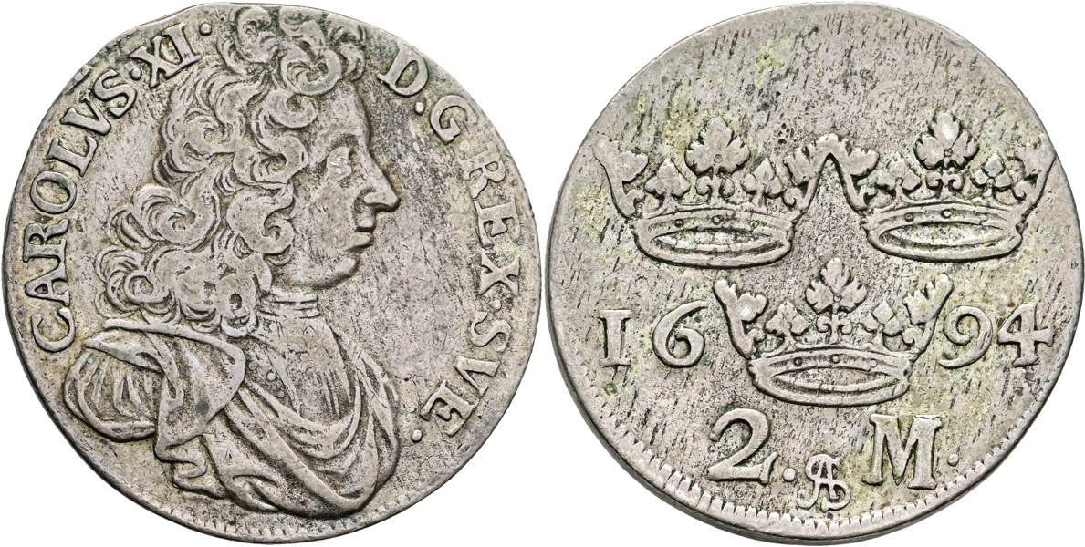 KARL XI (1660-1697). 2 mark 1694