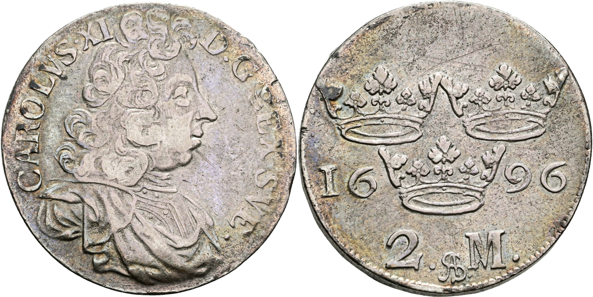 KARL XI (1660-1697). 2 mark 1696