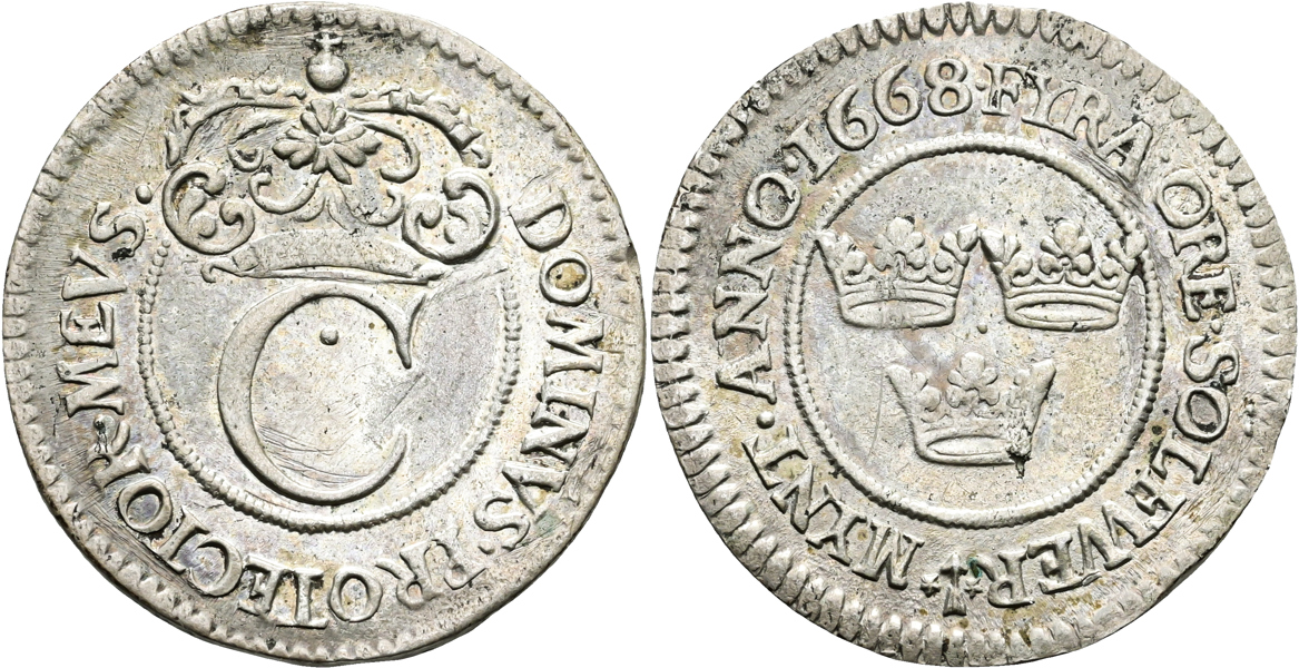 KARL XI (1660-1697). 4 öre 1668