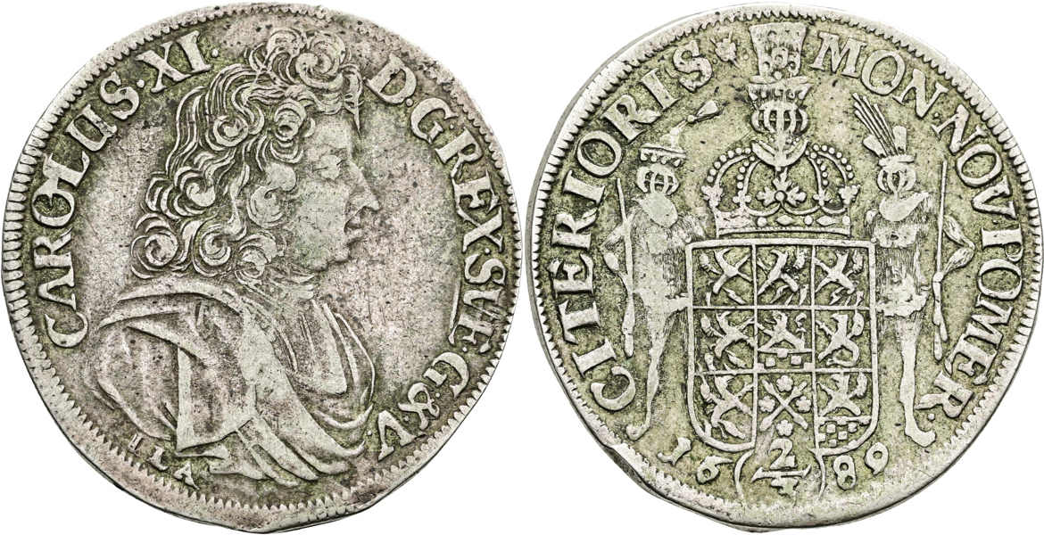 KARL XI (1660-1697). 2/3 taler 1689