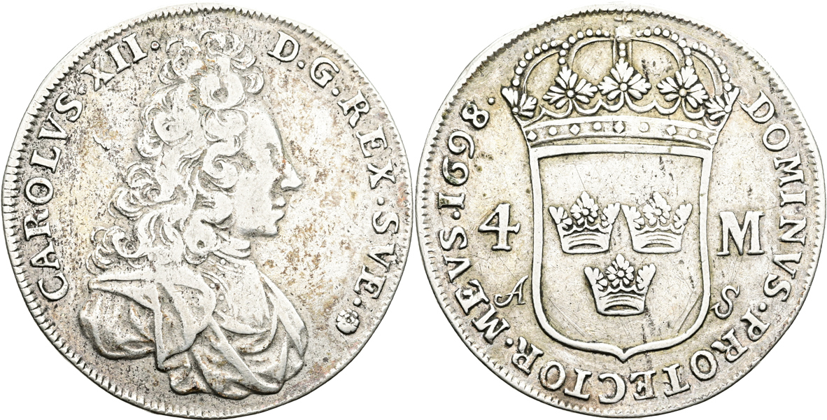 KARL XII (1697-1718). 4 mark 1698