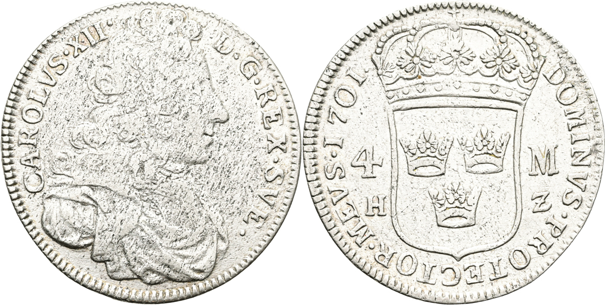 KARL XII (1697-1718). 4 mark 1701