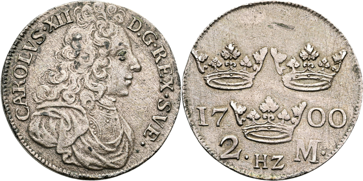 KARL XII (1697-1718). 2 mark 1700