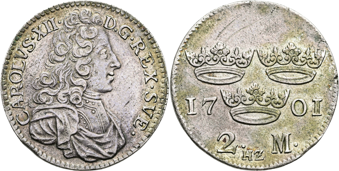 KARL XII (1697-1718). 2 mark 1701