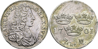 KARL XII (1697-1718). 2 mark 1701