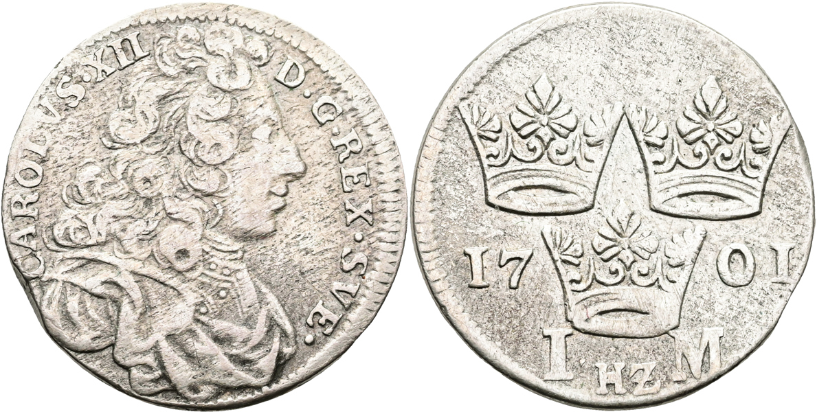 KARL XII (1697-1718). Mark 1701