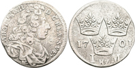 KARL XII (1697-1718). Mark 1701
