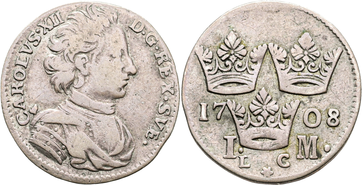 KARL XII (1697-1718). Mark 1708