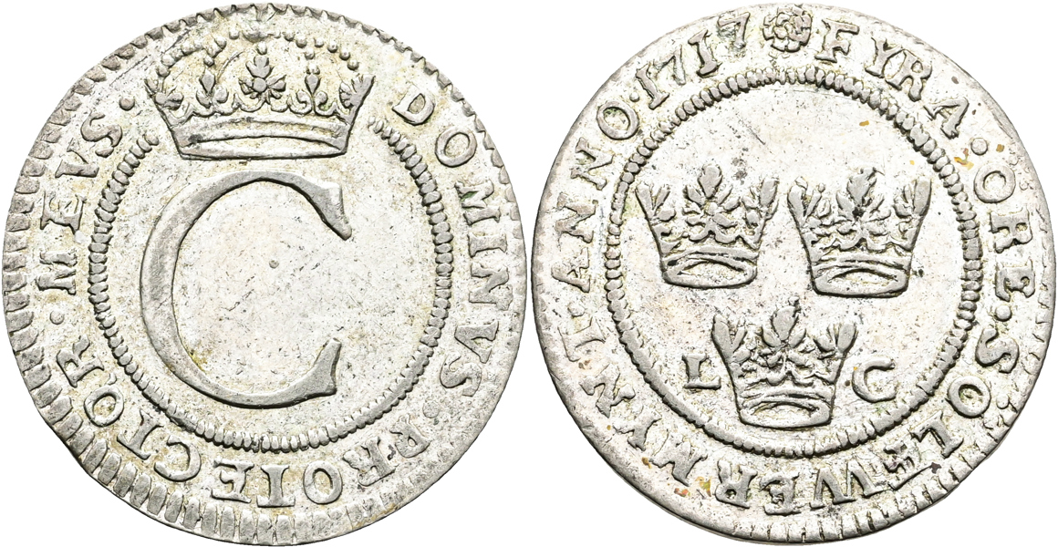 KARL XII (1697-1718). 4 öre 1717