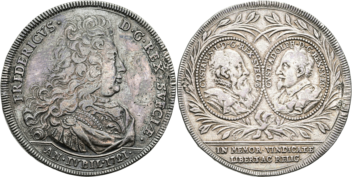 FREDRIK (1720-1751). Riksdaler 1721