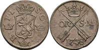 FREDRIK (1720-1751). 2 öre SM 1748