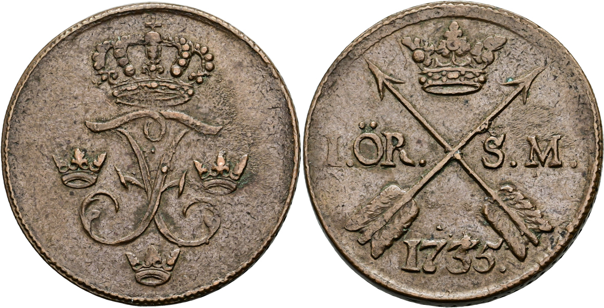 FREDRIK (1720-1751). Öre SM 1735