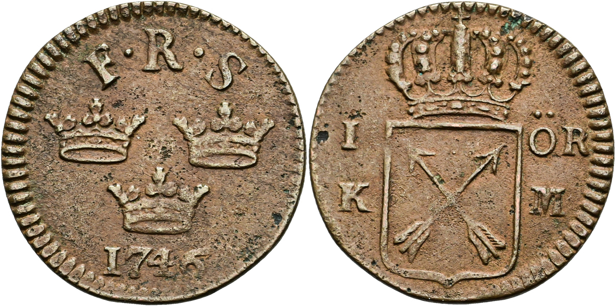 FREDRIK (1720-1751). Öre KM 1746