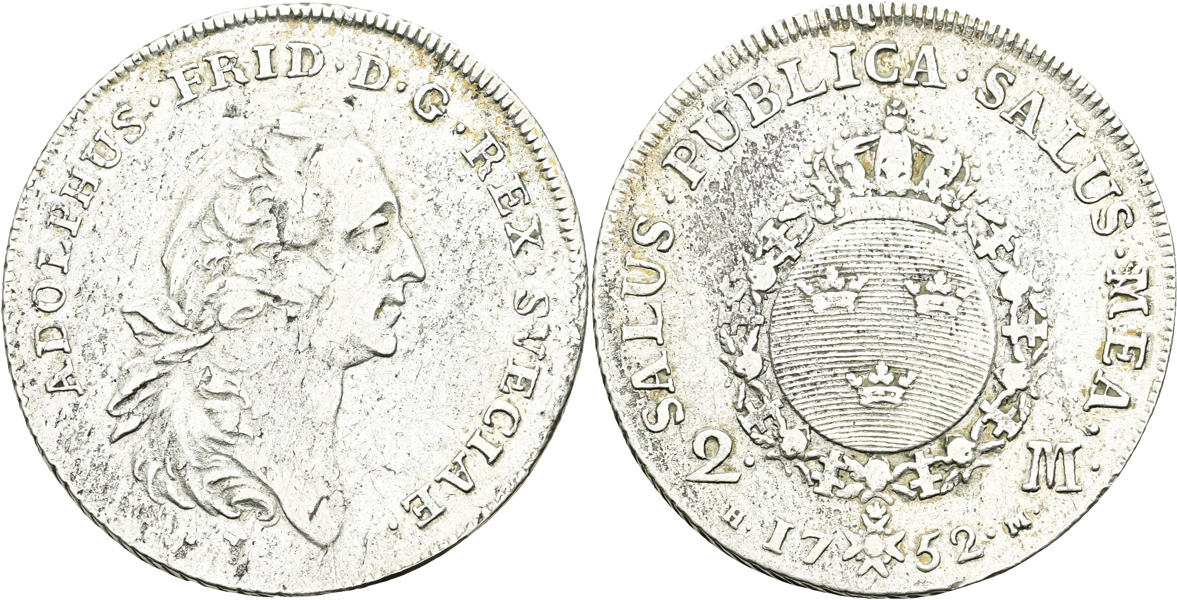 ADOLF FREDRIK (1751-1771). 2 mark 1752