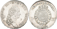 GUSTAV III (1771-1792). Riksdaler 1791