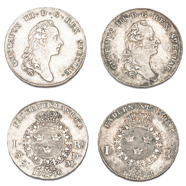 GUSTAV III (1771-1792). Lot of 2