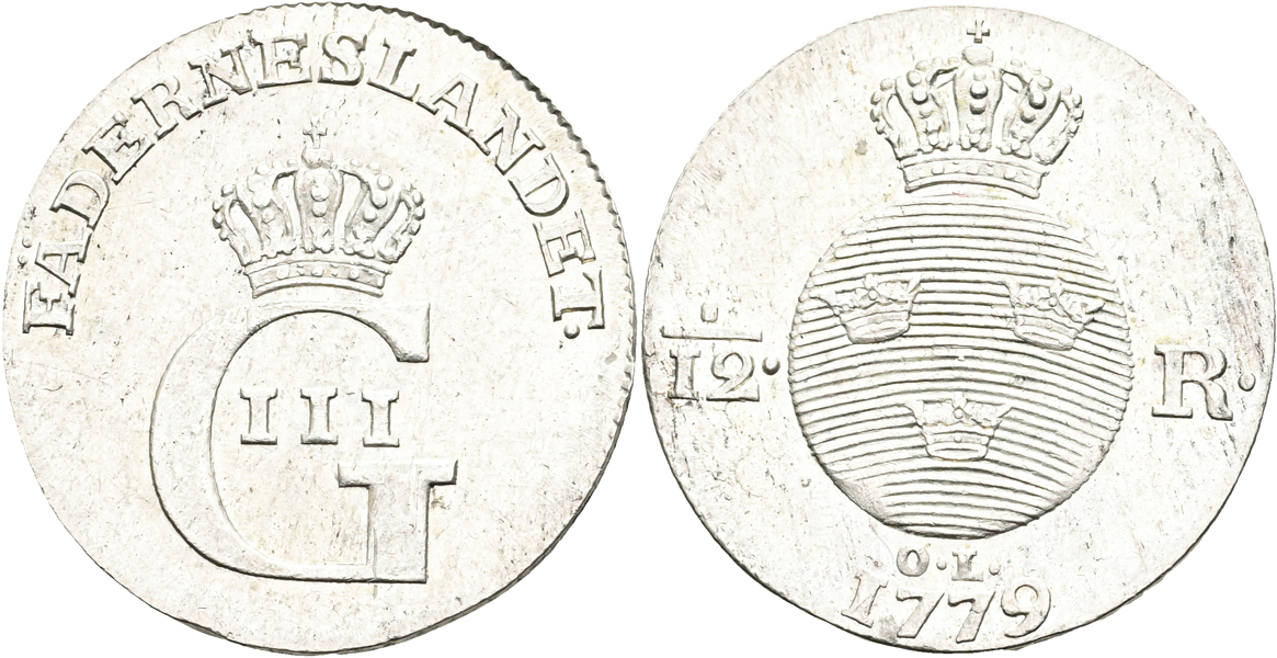 GUSTAV III (1771-1792). 1/12 riksdaler 1779