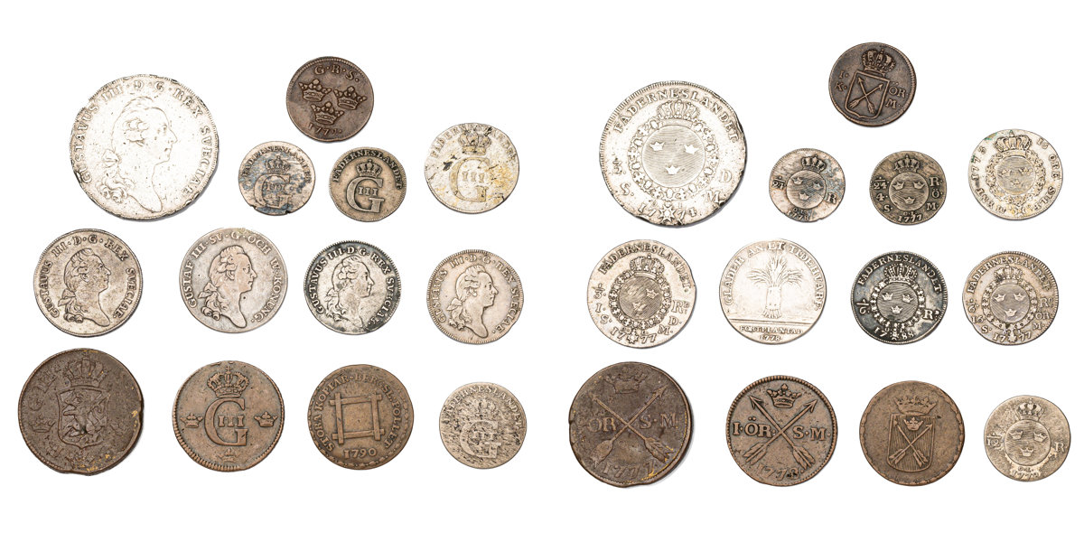 GUSTAV III (1771-1792). Lot of 13