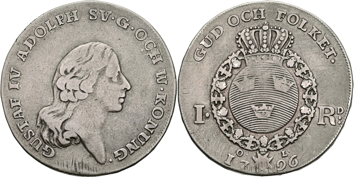 GUSTAV IV ADOLF (1792-1809). Riksdaler 1796