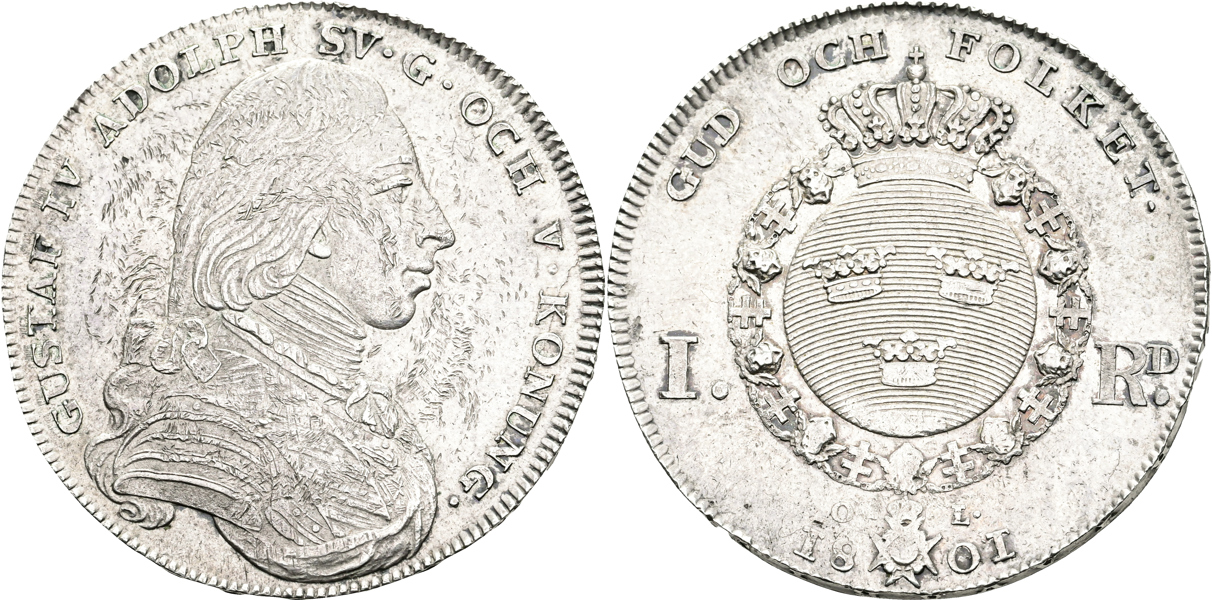 GUSTAV IV ADOLF (1792-1809). Riksdaler 1801