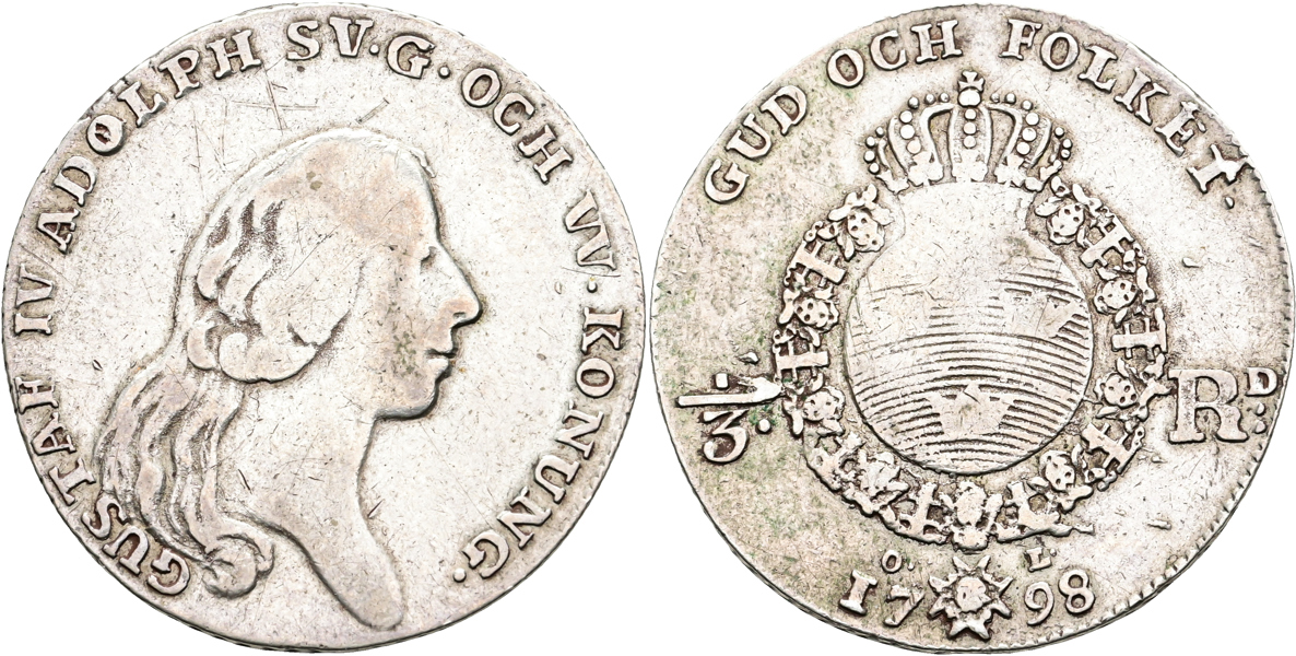 GUSTAV IV ADOLF (1792-1809). 1/3 riksdaler 1798