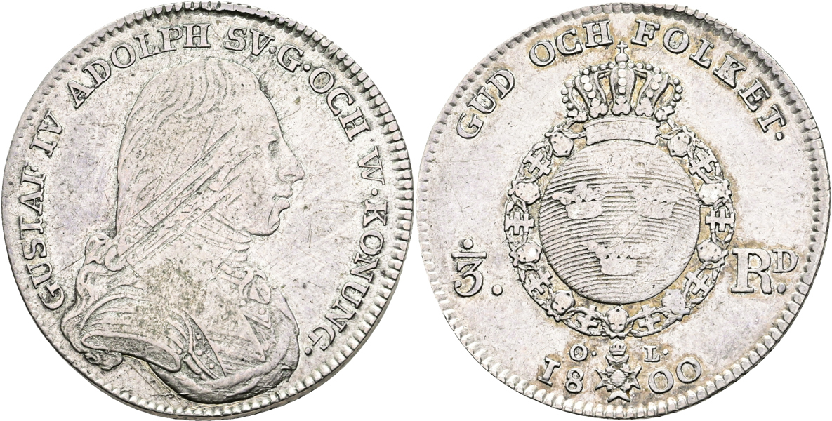 GUSTAV IV ADOLF (1792-1809). 1/3 riksdaler 1800
