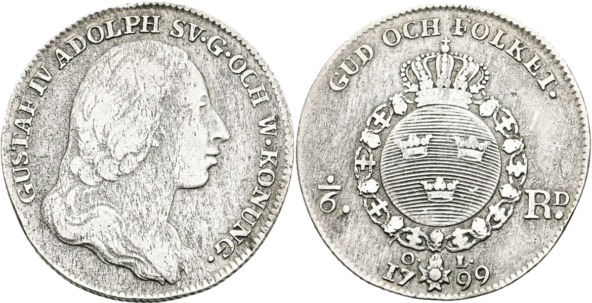GUSTAV IV ADOLF (1792-1809). 1/6 riksdaler 1799