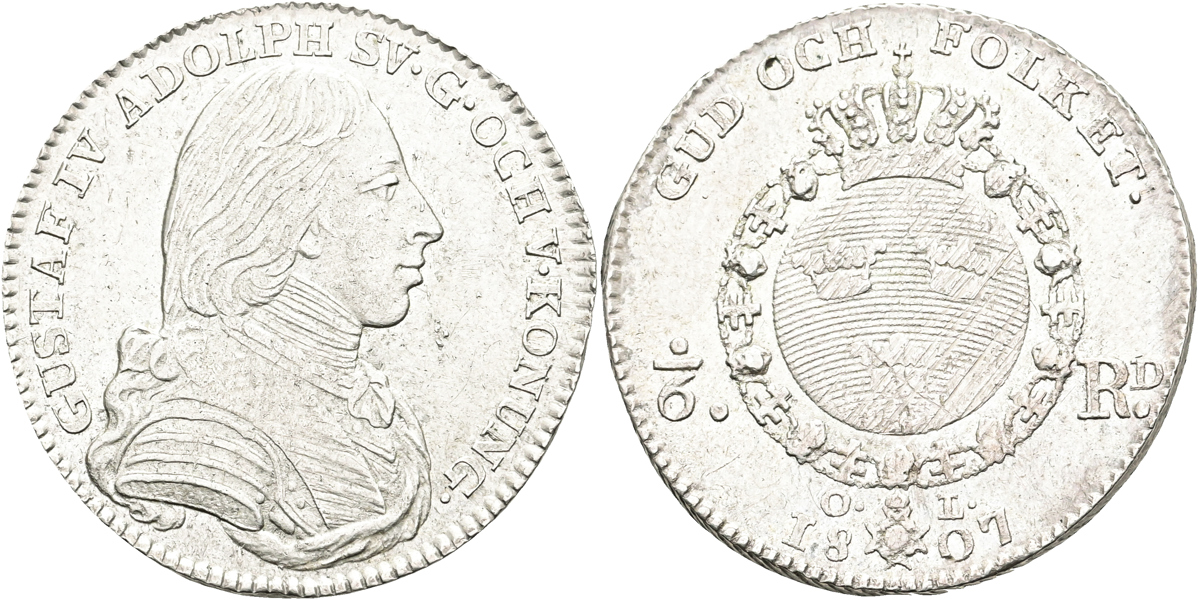 GUSTAV IV ADOLF (1792-1809). 1/6 riksdaler 1807