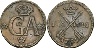 GUSTAV IV ADOLF (1792-1809). 1/2 skilling 1794