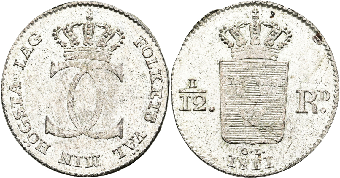 KARL XIII (1809-1818). 1/12 riksdaler 1811